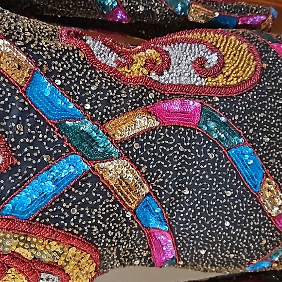 VINTAGE IN VOGUE DRESS MADE IN INDIA 8 BEADED SEQUINS 100% SILK 100% RAYON - Picture 5 of 13